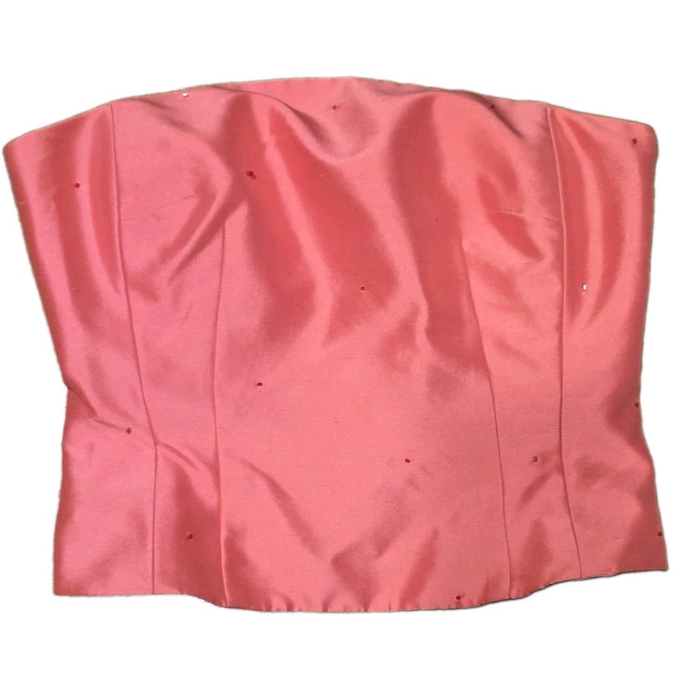 Vintage Ann Taylor 100% Silk Strapless Corset Bustier Top Coral Orange Sz 4